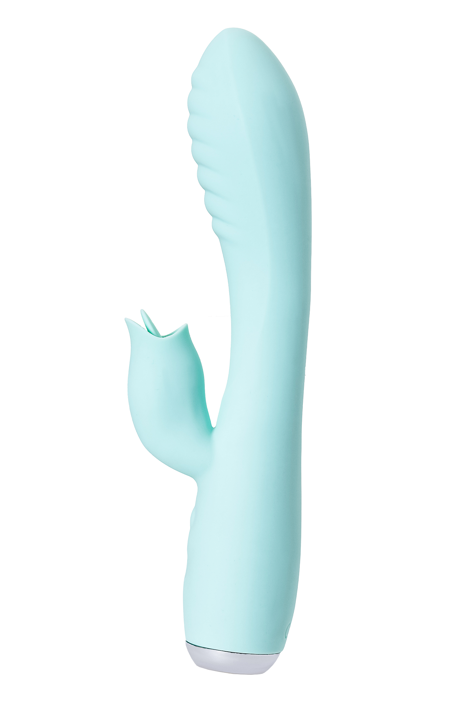 Вибратор с клиторальным стимулятором и язычком, JOS MILO, силикон, голубой, 20 см